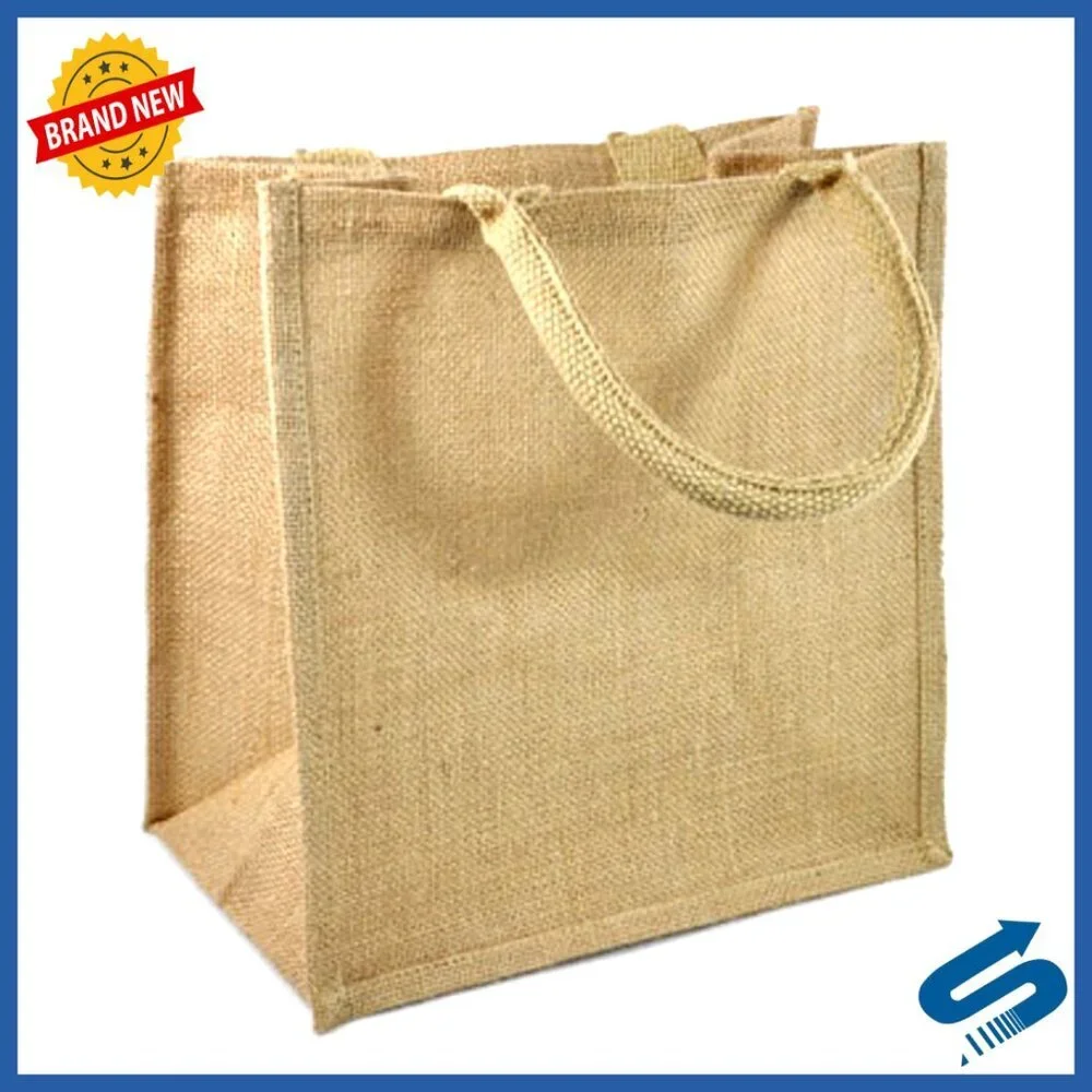 Natural Jute Tote Bags Set Eco-Friendly Reusable Grocery Shopping Bags